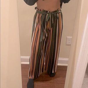 Jon & Anna Striped Paper Bag Waist Pants Size M